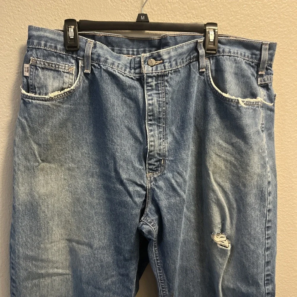 Carhartt‎ FR Denim Blue Work Jeans Relaxed Fit Men 42x28 Workwear FRB100DNM